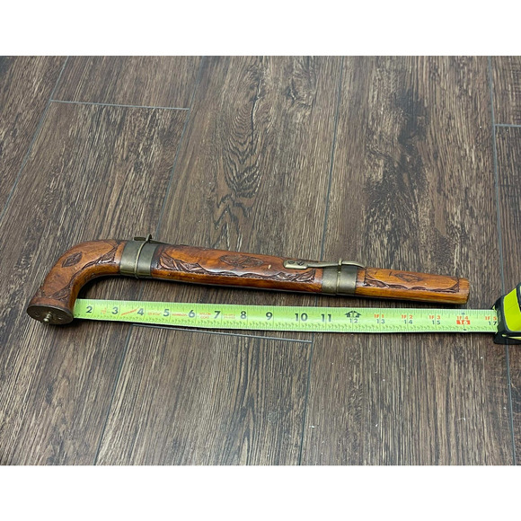 Vintage Mid 20th c. Wood Sheath Carved Pistol Shaped Knife & Fork Set (Indian) - Picture 11 of 13